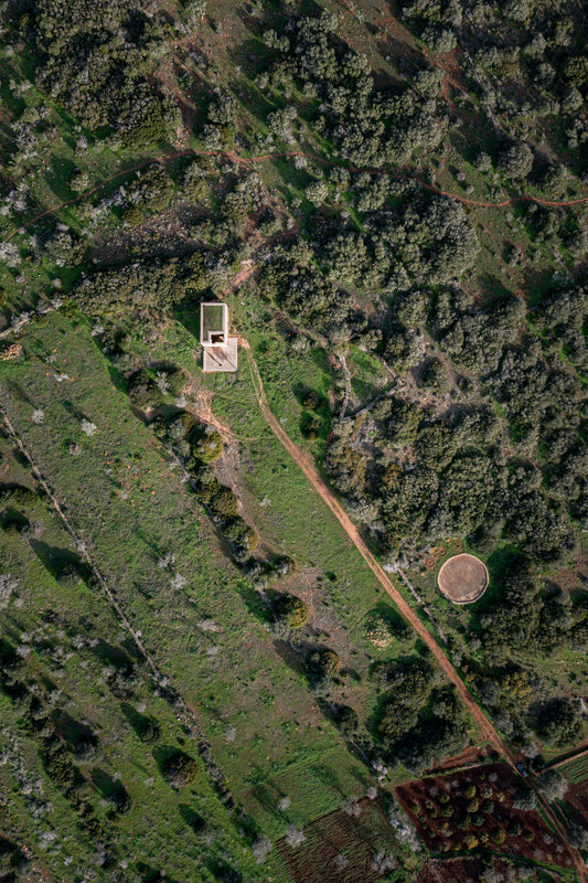 Capela to monte, project by Alvaro Siza Vieira in LAgos, Portugal. View from above.